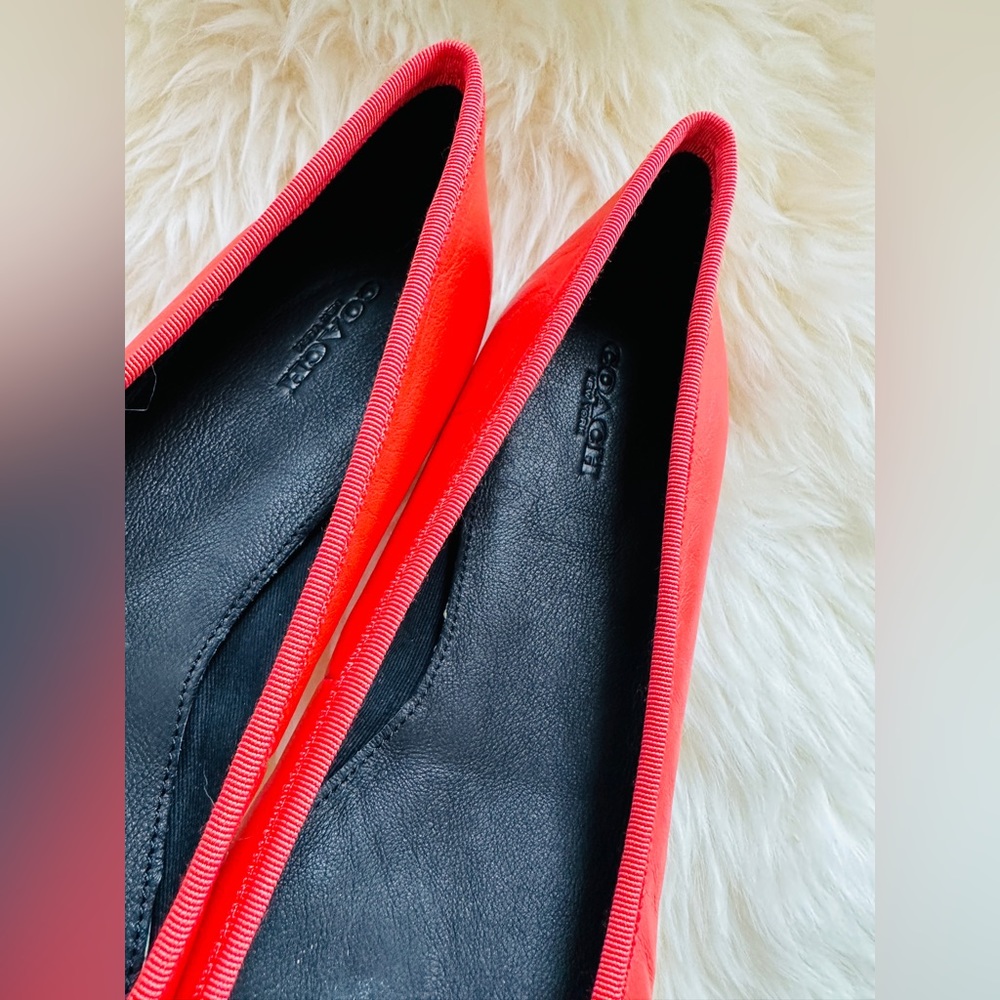 Authentic Coach Orange Genuine Leather Ballerina Shoes Size 8.5 - Picture 5 of 11